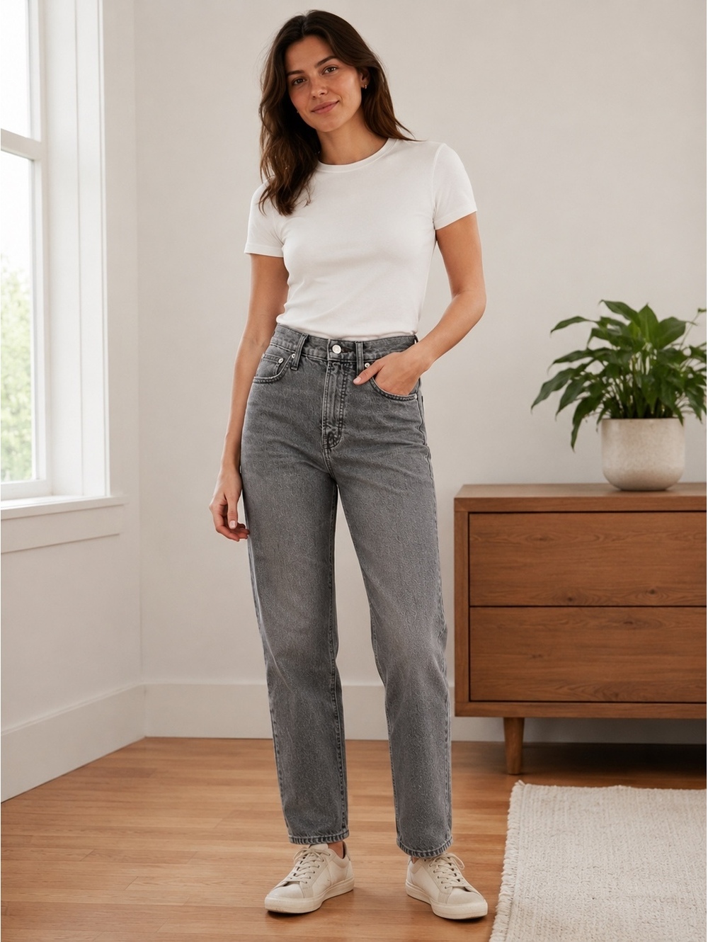 Madewell Women’s 25P $128 Perfect Vintage High Rise Ankle Jeans Gray